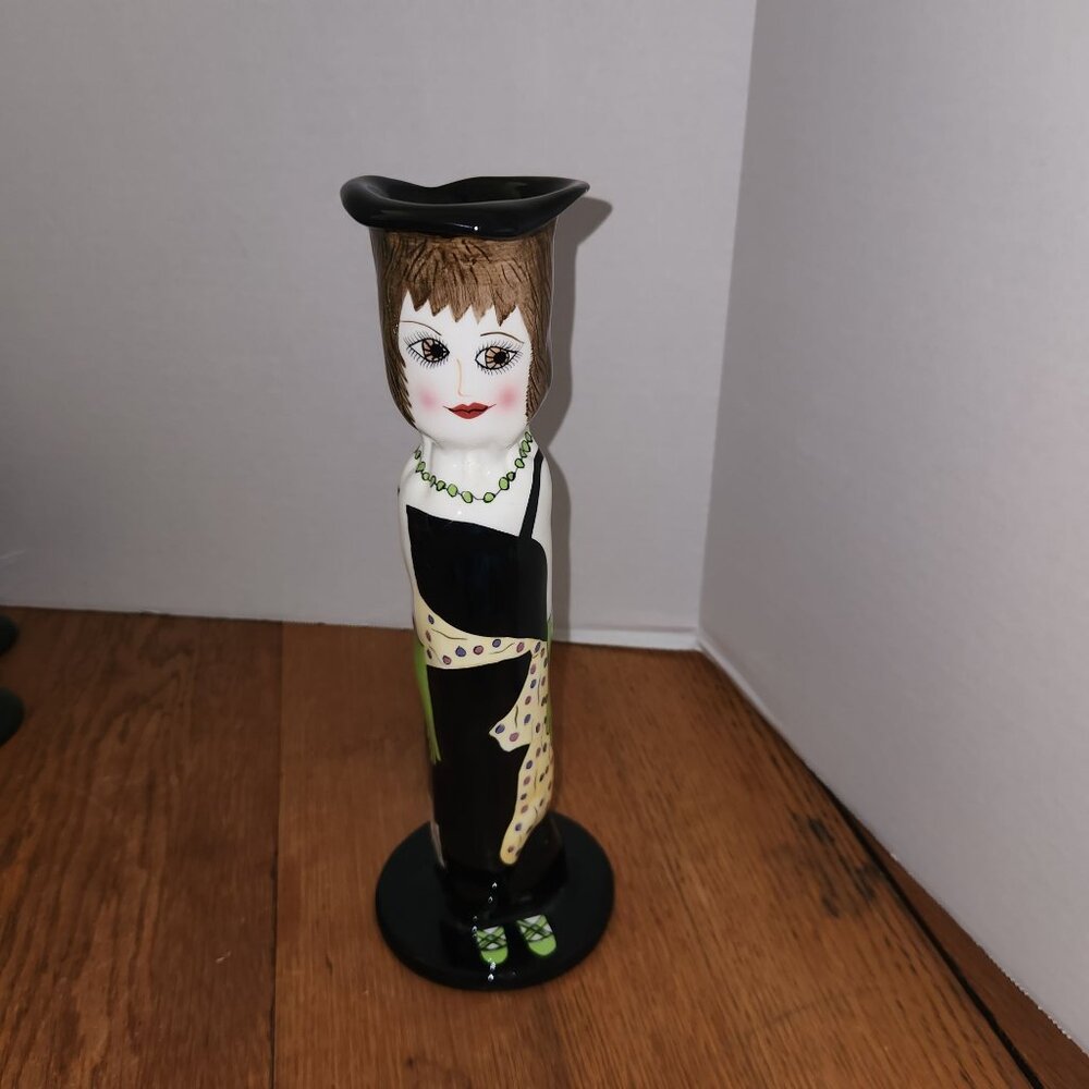 Candle Stick Holder "Susie's Silk Sash" Susan Paley By Ganz 10 3/4" T